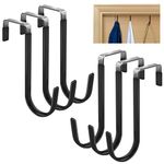 Skycase Over Door Hooks,6 Packs Over The Door Hooks,Overdoor Hangers Back of Door Hook for Hanging Coats Hats Robes Towels,Bathroom Bedroom Door Hangers,Black