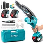 Mini Chainsaw 8 Inch, SeeSii Cordless Electric Chainsaw with 2X 4.0 Battery Auto-Oil System One-Handed Battery Chain Saw Electric Saw Pruning Chainsaw for Wood Cutting Garden Trimming Branch, CH820+