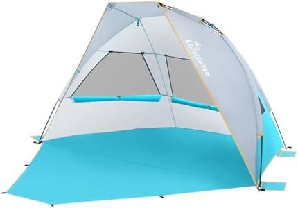 Tente de Plage Portable 3 Personnes, Tente Parasol UPF 50+ avec Plancher Extensible, Bleu