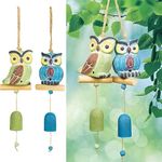 TROGN Owl Wind Chimes Unique for Outside Ceramic Deep Tone Wind Chimes Set of 2,Hanging Decor Suitable for Outdoor,Garden,Patio,Yard,Porch,Balcony,Cute Housewarming Gift (owl)