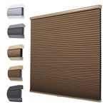 Persilux Cellular Shades Room Darkening Honeycomb Blinds for Windows Cordless Blackout Pleated Shades, Night Brown, 35" W x 60" H