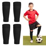 Football Sock Sleeves Kids Soccer Shin Guards Sleeves Black Team Leg Sock Sleeve Cut Football Socks for Football Games Beginner (Kids)