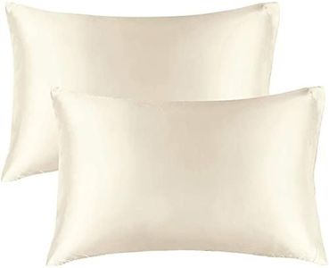 Luxury Silky Satin Pillowcase for Hair and Skin, 2-Pack - Standard Size Pillow Cases - Satin Silky Pillow Covers (2-Pack Standard, Beige)