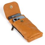 Dual Layer Phone Belt Pouch for Men, Pu Leather Cell Phone Holster for iPhone 14 Plus iPhone 14 Pro Max 13 Pro Max 12 Pro Max 11 Pro Max iPhone XR XS Max Google Pixle 6 Pro OnePlus Nord N20 (Brown)