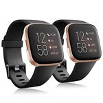 superpow 2 Pack Strap Compatible for Fitbit Versa 2 Straps/Fitbit Versa Strap,Sport Silicone Replacement Straps Compatible with Fitbit Versa Lite/Versa 2/Versa for Women Men (Large, Black/Black)