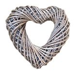 Wrenbury Hanging Heart Wreath Wicker Summer Decoration 30cm - Medium Door Outdoor to Decorate Garland Silver Willow Wreath Spring Door Garland - Front Door Wreath