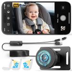 Ashfly Baby Car Camera - Full HD 1080P Baby Car Monitor with Night Vision, Plug and Play Baby Camera Monitor for iPhone, 360° rotatable Baby Back seat Camera