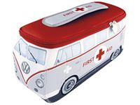 BRISA VW Collection - Volkswagen Neoprene Universal Makeup Cosmetics Toiletry Travel Pharmacy Bag in T1 Bus Design (First Aid/Gray) (Large (30 x 14 x 12 cm))