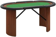 vidaXL 10-Player Poker Table Living Room Furniture Playing Card Game Desk Casino Poker Blackjack Game Card Table with Cup Holder Green