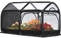 Quictent Greenhouse for Outdoors, Mini Quic-Setup Portable Flower Garden Plant Kit Outside, Heavy Duty Fiberglass Pop-up Frame and Durable Cover W/ Screen Window, 8.2x4.1x4.4 FT, Black