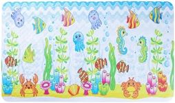 VIALUXE Baby Bath Mat Non-Slip, 27 X 16 Inch Size Anti-Slip Bathtub Mat for Kids, Vibrant Ocean Design for Bathroom Accessories, PVC Material, Machine Washable