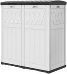DWVO 76 Gallon Garbage Dual Can, Resin Outdoor Trash Can with Tiered Lid and Drip Tray, Waterproof Trash Bin for Patio,Kitchen,Backyard(Grayish-White)