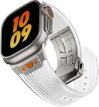 NewWays Watch Band for Apple Watch Ultra 2 Band 49mm 45mm 44mm 42mm, Luxury Rugged Silicone Rubber Strap with Metal Connector & Folding Clasp for iWatch Ultra Series 9 8 7 6 5 4 3 2 1 SE for Men