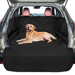 F-color SUV Cargo Liner for Dogs, Large Waterproof Pet Cargo Cover with Side Flap Protector Dog Seat Cover Mat for SUVs Sedans Vans with Bumper Flap, Non-Slip, Universal Fit, Black