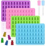 WMKGG Mini Gummy Bear Mold, 4 PCS 1ml Gummies Molds Silicone, Chocolate Fruit Candy Gummy Molds with 2 Droppers