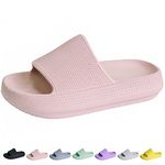 Youecci Cloud Slides for Kids丨Shower Slippers Bathroom Pool Sandals丨Girls Comfy Thick Sole Slippers丨Summer Non-Slip Beach Shoes Pink 4 Big_kid