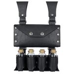 HiiFeuer Medieval Alchemy Faux Leather Belt Bag with 4 Cork Potion Vials, Fantasy Wizard Waist Pouch Side Pack for Halloween (Black A)