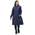 ZEEL Ladies High Neck Raincoat | Waterproof Long Raincoat with Adjustable Drawstring |Womens Rain Coat Lightweight Hooded Rainwear|Outdoor Breathable Rain Jackets | BLUE | L | ZKL01