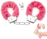 Metal Handcuffs with Keys for Cosplay Police, Metal Handcuffs Party Supplies Costume Accessories, Adult Handcuffs Prop Dress Ball Party (Pink)