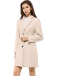 Allegra K Women's Notched Lapel Single Breasted Outwear Winter Coat L Cream White