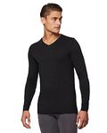 32 Degrees Heat Mens Performance Thermal Lightweight Baselayer Vneck Long Sleeve Top, Black, X-Large