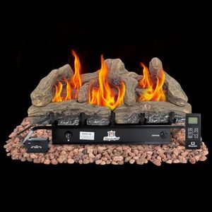 FLAMEPLACEFRONT Ventless Fireplace Logs Set for Natural Gas 30 Inch