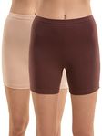 NYKD by Nykaa Stretch Cotton Cycling Shorts | with Features Like Durable and Concealed Waistband -NYP083 Skin/Brown,L