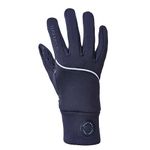 Harry Hall Junior Thermal Equestrian Gloves - Versatile 4-Way Stretch, Fast Drying, with Silicone Print Grip & Reflective Detail - Navy Blue - MED