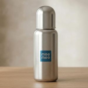 Mee Mee Steel Feeding Bottle 300 ml | Milk Bottle with Advanced Anti-Colic Valve, BPA-Free, Soft Silicone Teat & Wide Neck for Infants and Newborns (0–2 Years)