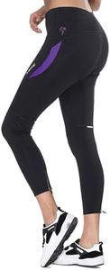 Santic Women's Cycling Bicycle Pants Long Bike Tights Padded MTB 4D Cooldmax Breathable Black-Purple