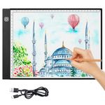 AUAUY A4 LED Light Pad for Diamond Painting, 3 Levels Adjustable Brightness Light Box Drawing Board, Diamond Drawing Art Light Board,Stepless Dimmable Brightness Tracing Light Pad, USB Powered