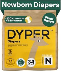 DYPER Viscose from Bamboo Baby Diapers Size Newborn | Honest Ingredients | Cloth Alternative | Day & Overnight | Made with Plant-Based* Materials | Hypoallergenic for Sensitive Newborn Skin, Unscented