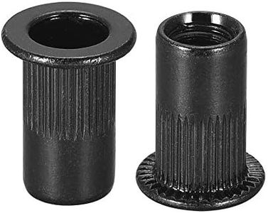 uxcell M5 Rivet Nuts Carbon Steel Zinc-Plated Knurled Flat Head Threaded Insert Nut Black 20Pcs