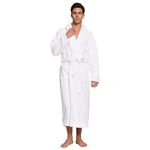 PJGGZ Men's Shawl Collar Bathrobe, Soft Long Towel Robe for Men - Super Absorbent Quick Dry yet Warm(White,2XL/3XL)