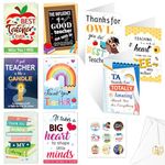 DPKOW Thank You Teacher Cards Multipack, Colorful Teacher Appreciation Cards Greeting Thank You Teacher Gifts Teachers Day Cards - 9 Thank You Cards with Envelopes + 9 Thank You Teacher Stickers