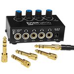 Knox Four Channel Headphone Amplifier ââ‚¬â€œ Ultra Compact Independent Multichannel Stereo Amp - 1/8 to 1/4 Adapters for Input and Output ââ‚¬â€œ for Live Performance or Home and Studio Recording