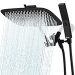 G-Promise All Metal Shower Head with 71 Inch Hose, 12 Inch Square Rain Shower Head with Handheld Spray Combo, Extra Long Hose, 3-Way Diverter, Height-Adjustable Extension Arm (Matte Black)