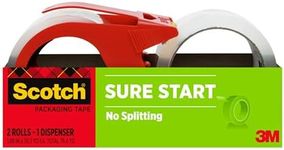 Scotch Sure Start Shipping Packaging Tape, 1.88 x 38.2 Inches, 2 Rolls and 1 Dispenser (3450S-2-1RD)