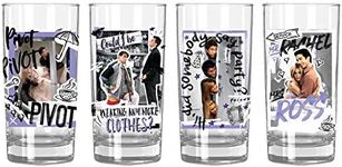 Silver Buffalo Friends Iconic Quotes and Scenes 4 Pack Tumbler Glass Set, 10 Ounces