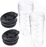 16oz Replacement Cups for Ninja QB3001SS Fit Compact Personal Blender, Single Serve 16-Ounce Cup Set for Ninja BL770 BL780 BL660 Professional Blender, with Seal Lids- 2 Pack