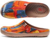 UIN Women's Slip On Slipper Canvas Lightweight Flats Walking Casual Art Painted Travel Shoes Color Zone (39)