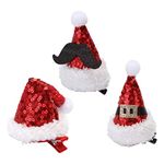 BESTOYARD 3pcs Santa Hat Hair Clips Sequin Barrettes Hairpins with Alligator Clip Red Party Hair Accessories for Kids Adult