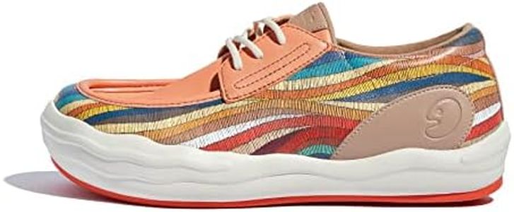 UIN Women's Moc Boat Shoes Lace Up Driving Casual Comfortable Art Painted Travel Sneaker Andalusia Ⅷ Color Waves (7.5)