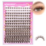 wiwoseo Brown Lash Clusters Eyelashes Brown Lash Extensions Brown Eyelash Extensions 168pcs Natural Fluffy Individual Lashes Brown Eyelashes D Curl Brown Individual Eyelashes for DIY at Home