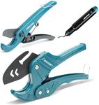 Libraton PVC Pipe Cutter Set, 1-5/8" Ratchet PVC Pipe Cutter, 1-1/4" PEX Cutter, 360 Degree Rotary Deburring Tool, Heavy-Duty Pipe Cutting Tools, 3PCS Pipe Tool Set for PEX, PVC, PPR Pipes and Hoses