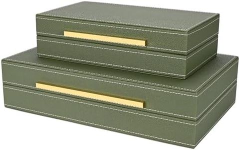 ZIKOUL Green Shagreen box Set of 2 Faux Leather Decorative Boxes,Large Nesting Storage Decorative Boxes with Lids for Modern Home Decor Stacking Jewelry Box Organizer