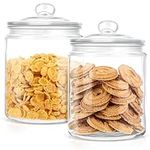 2 Large Glass Cookie Jar - 34 OZ Large Food Storage Container with Airtight Lid - Keep Fresh Flour, Chewy Pet Treats, Candy, Dried Foods, Detergent Pods for Your Kitchen or Laundry Room