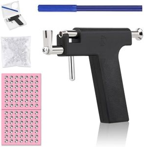 GANILITY Juego de Piercings en la Oreja, Herramientas Profesional de Perforación de Orificio, Kit de Pistola para Perforación de Orejas Indolora, con 98 Pendientes, Negro