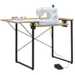 Sew Ready Dart Sewing Table with Folding Top, Black Graphite/Ashwood