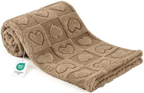 gogobunny Calming Plush Dog Cat Blanket 300GSM Coral Fleece, Ultra-Soft Machine Washable Pet Bedding for Small Medium Dogs Cats Puppies Kittens (Brown, 60x80)